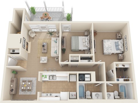 a floor plan of a 2 bedroom apartment at the crossings in indianapolis